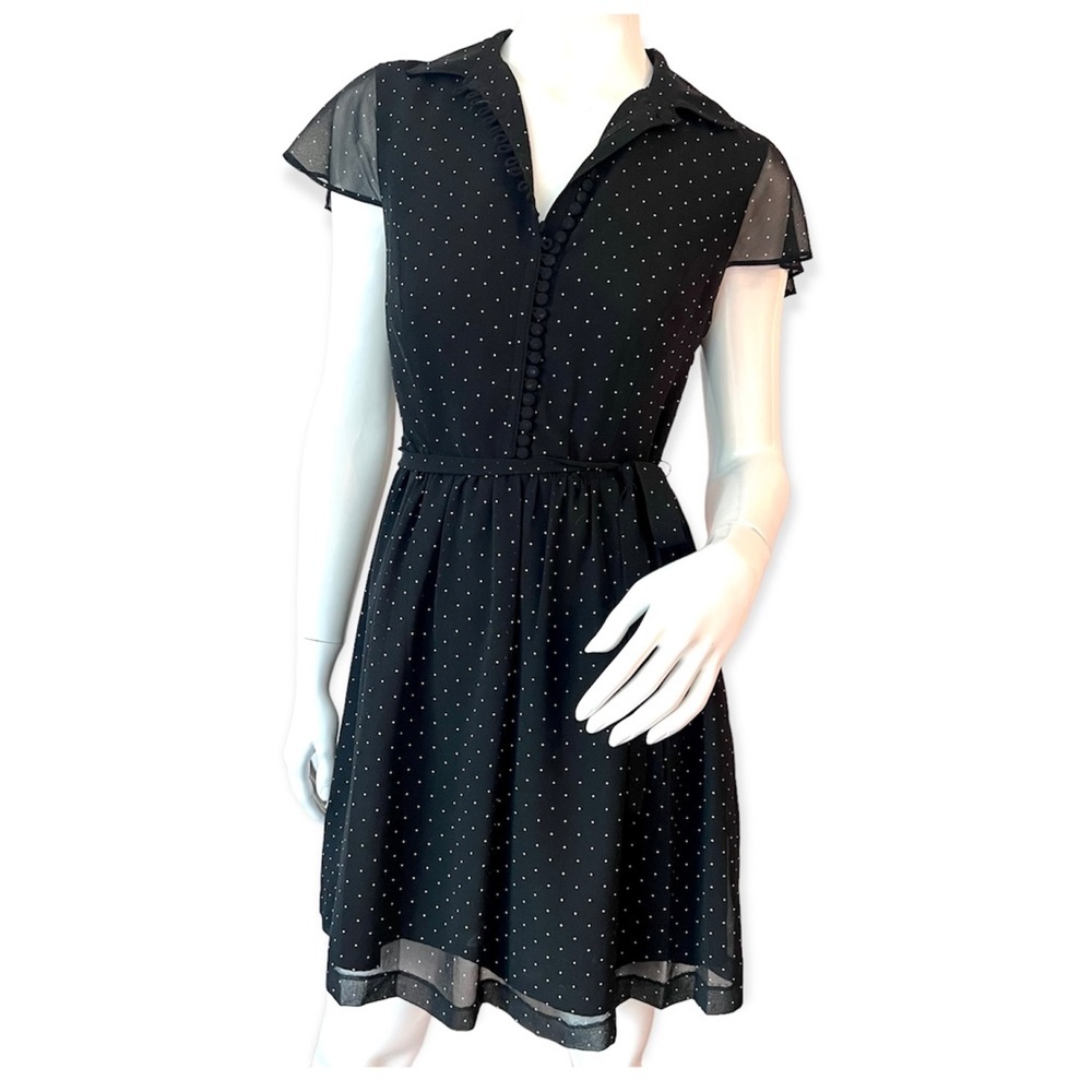 Kensie Polkadots Elastic Waist Pleated Mini Dress Size S